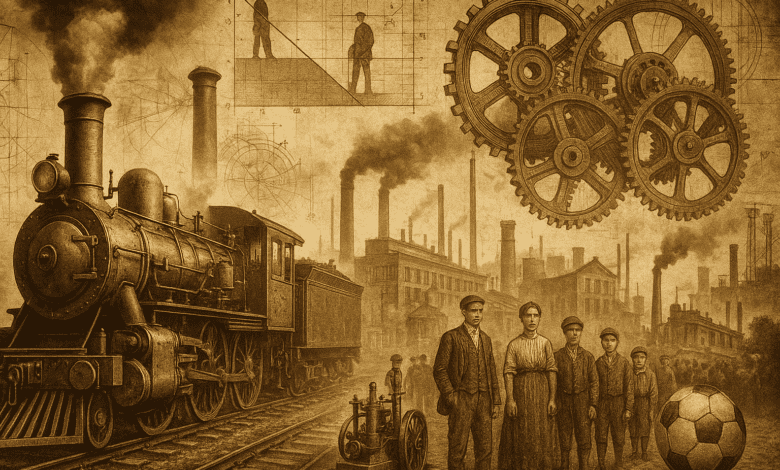 A Revolução Industrial e Seus Impactos: Transformações Sociais e Tecnológicas do Século XIX 1 A revolução industrial, imagem de inteligencia artificial