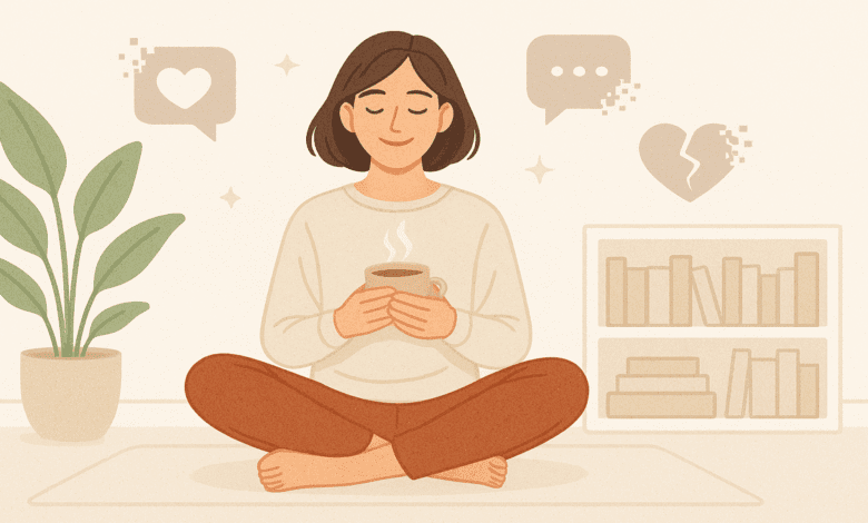 mulher meditando e praticando wellness